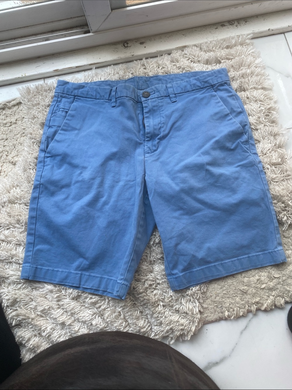 Calvin Klein Light Blue Flat-Front Chino Shorts